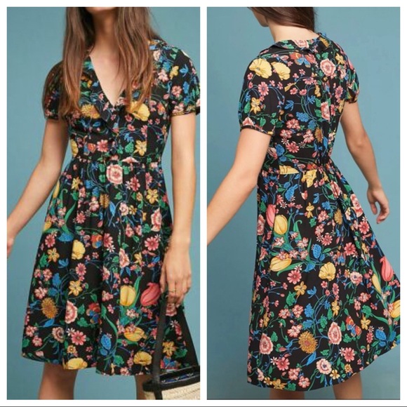 Maeve Dresses & Skirts - Maeve Anthropologie Bloedel Dress Floral Butterfly Print Ruffle Detail Size 14